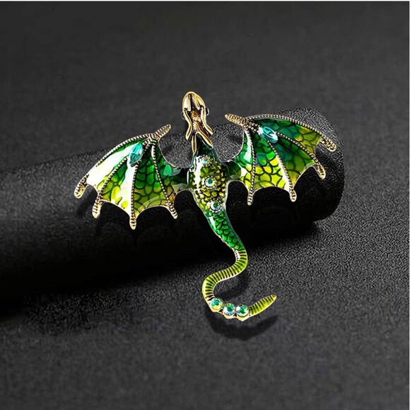 Statement Enamel Dragon Brooch - Vintage Accessory for Fashion Enthusiasts - Picture 3 of 3